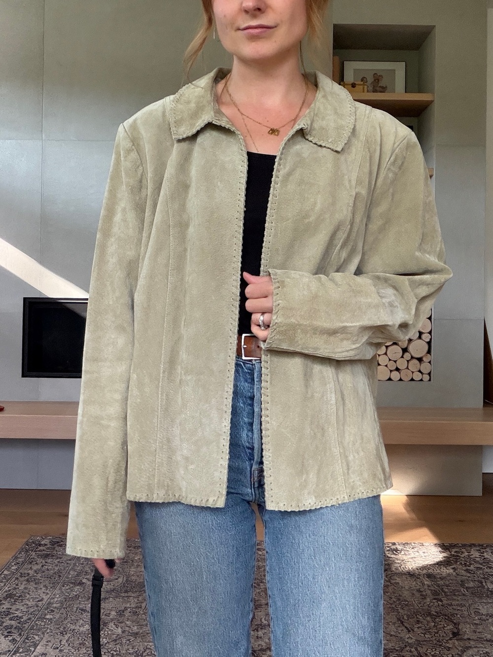 Vintage 100% Suede open Jacket large - XL